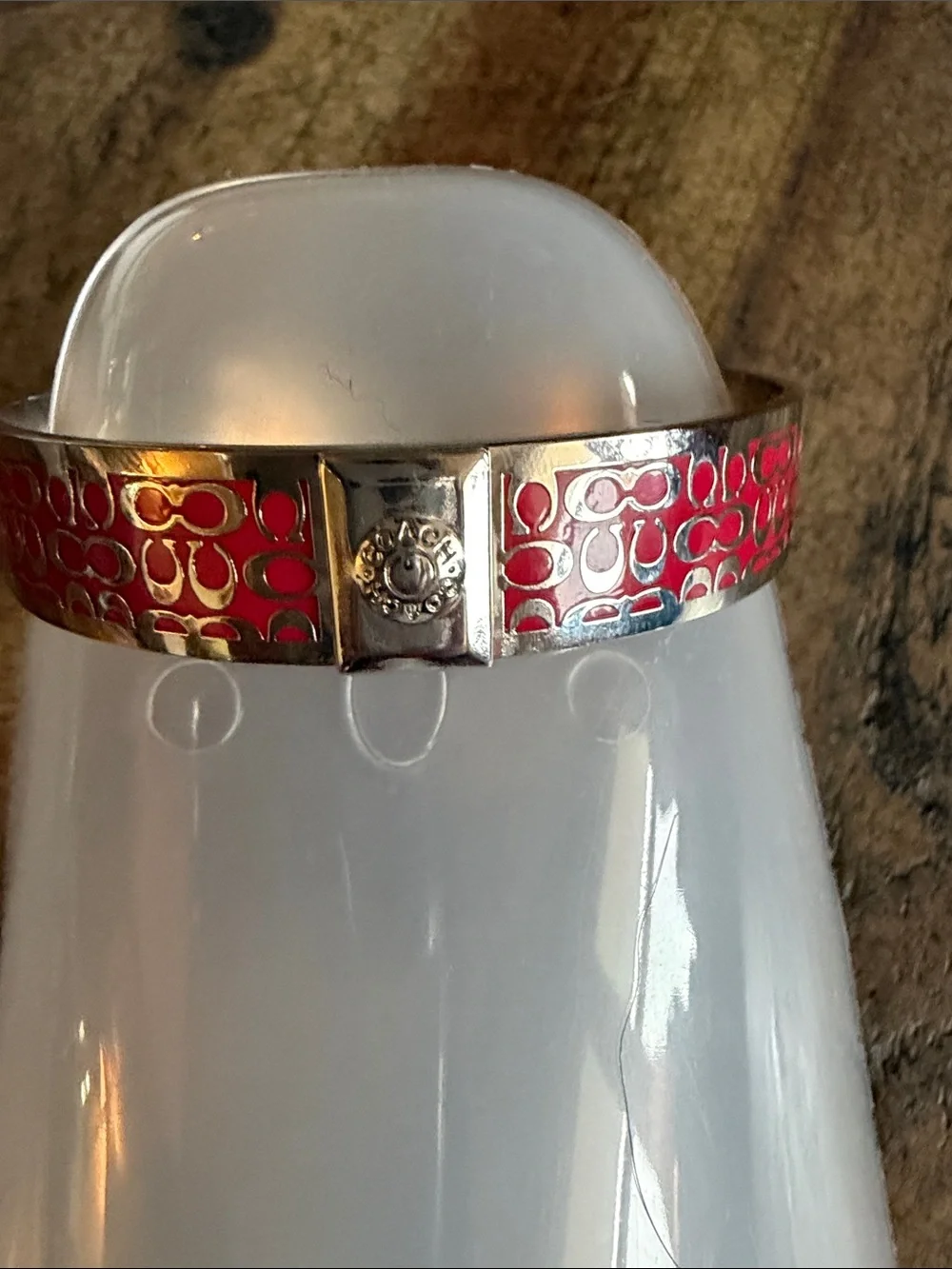 Coach Silver Bangle with Red Bracelet